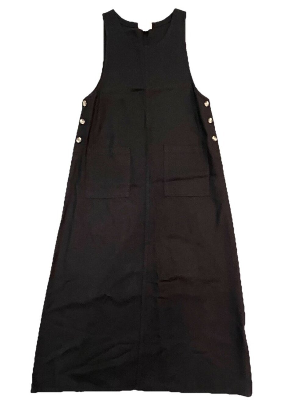 Talbots Women’s Overall Dress Long Size Medium Tencel Maxi Tank Jumper Black